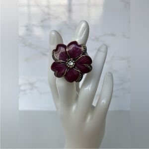 Avon BWC Vintage Purple Flower Ring Watch One Size Band